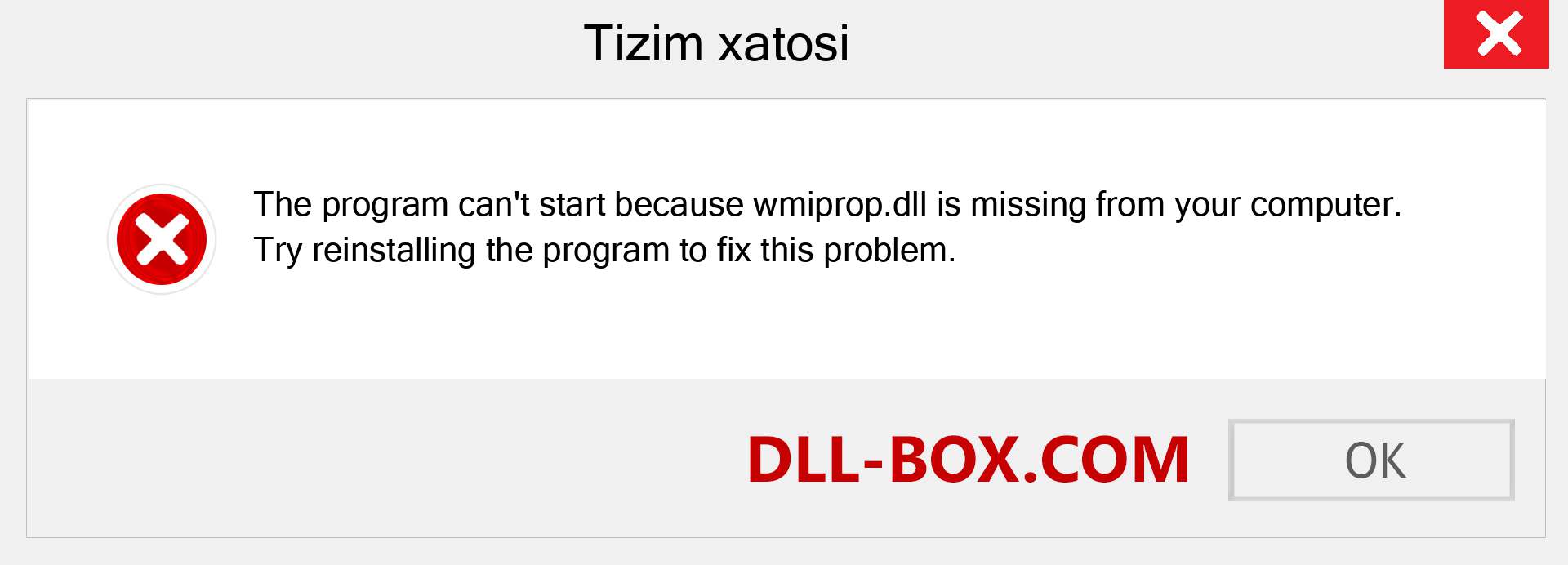 wmiprop.dll fayli yo'qolganmi?. Windows 7, 8, 10 uchun yuklab olish - Windowsda wmiprop dll etishmayotgan xatoni tuzating, rasmlar, rasmlar